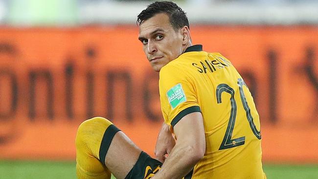 SYDNEY, AUSTRALIA - MARCH 24: Trent Sainsbury of the Socceroos looks on after defeat during the FIFA World Cup Qatar 2022 AFC Asian Qualifying match between the Australia Socceroos and Japan at Accor Stadium on March 24, 2022 in Sydney, Australia. (Photo by Mark Metcalfe/Getty Images)