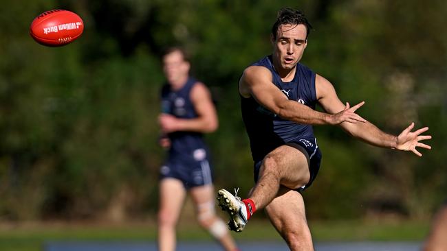 Old Melburnians’ Benjamin Harding during the VAFA Old Melburnians v St Kevins football match at Elsternwick Park on Saturday. Picture: Andy Brownbill