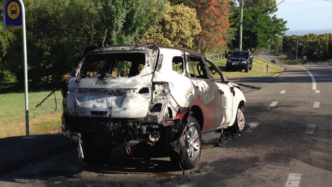 Destroyed ... The 2015 Ford Everest was gutted by the blaze. Picture: Supplied