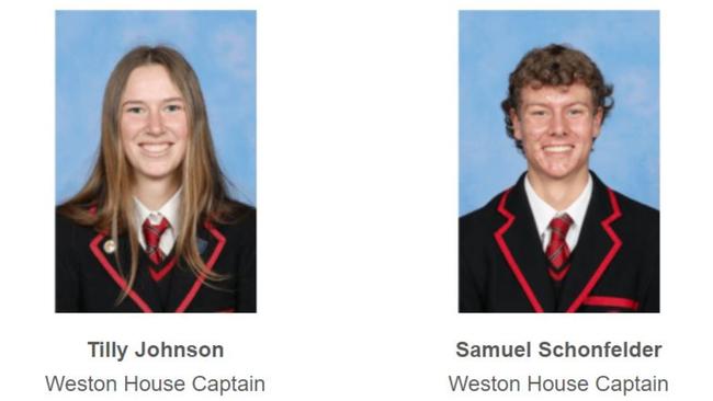 Balcombe Grammar School Weston House captains for 2025: Tilly Johnson and Samuel Schonfelder.