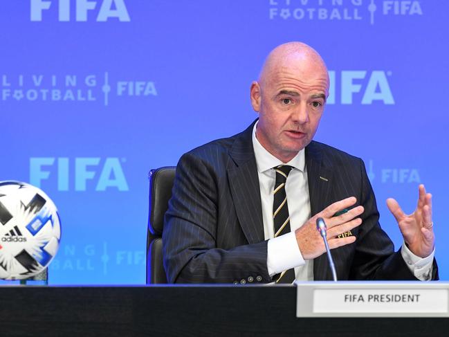 FIFA President Gianni Infantino speaks during a press conference at the Home of FIFA on June 25, 2020 in Zurich, Switzerland. - FIFA is to make available USD 1.5 billion in grants and loans as a relief fund to help associations impacted by the coronavirus, world football's governing body announced on June 25. Infantino said the relief fund had been 
