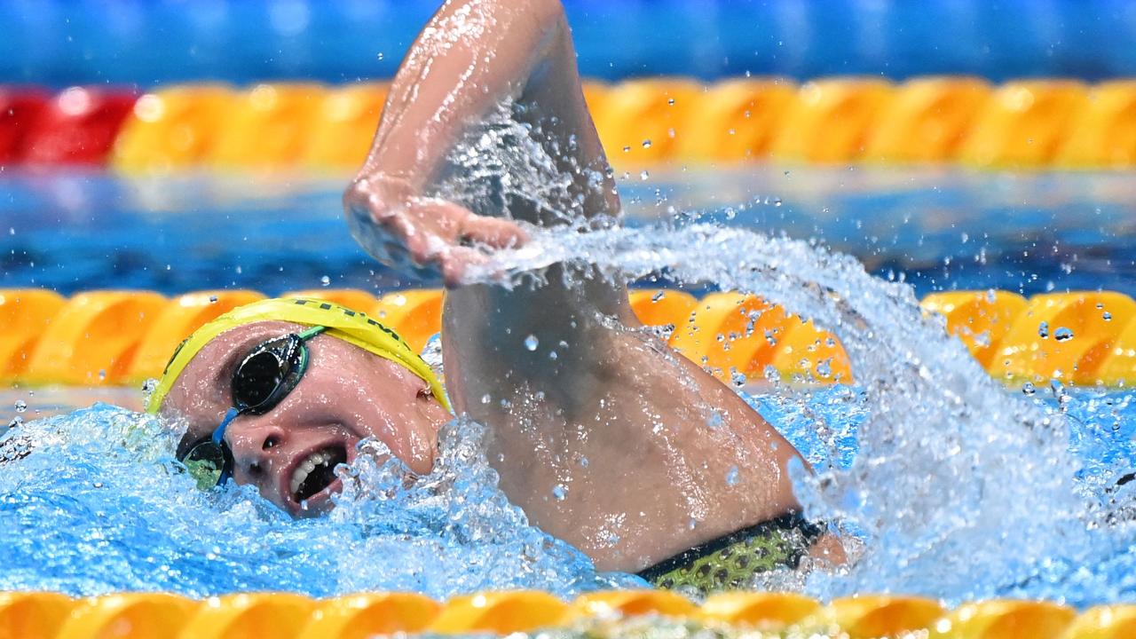 Australia's Ariarne Titmus competes in a heat for the women's 800m freestyle.
