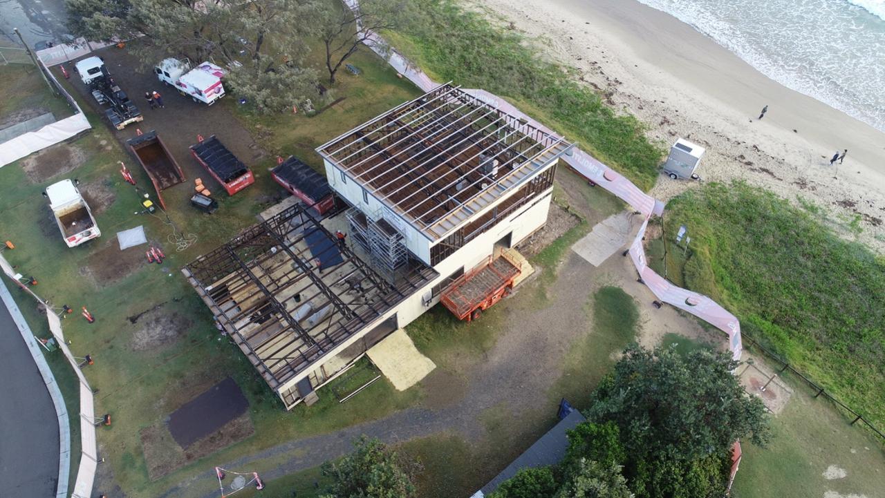 The old Woolgoolga SLSC clubhouse being demolished. February 2021.