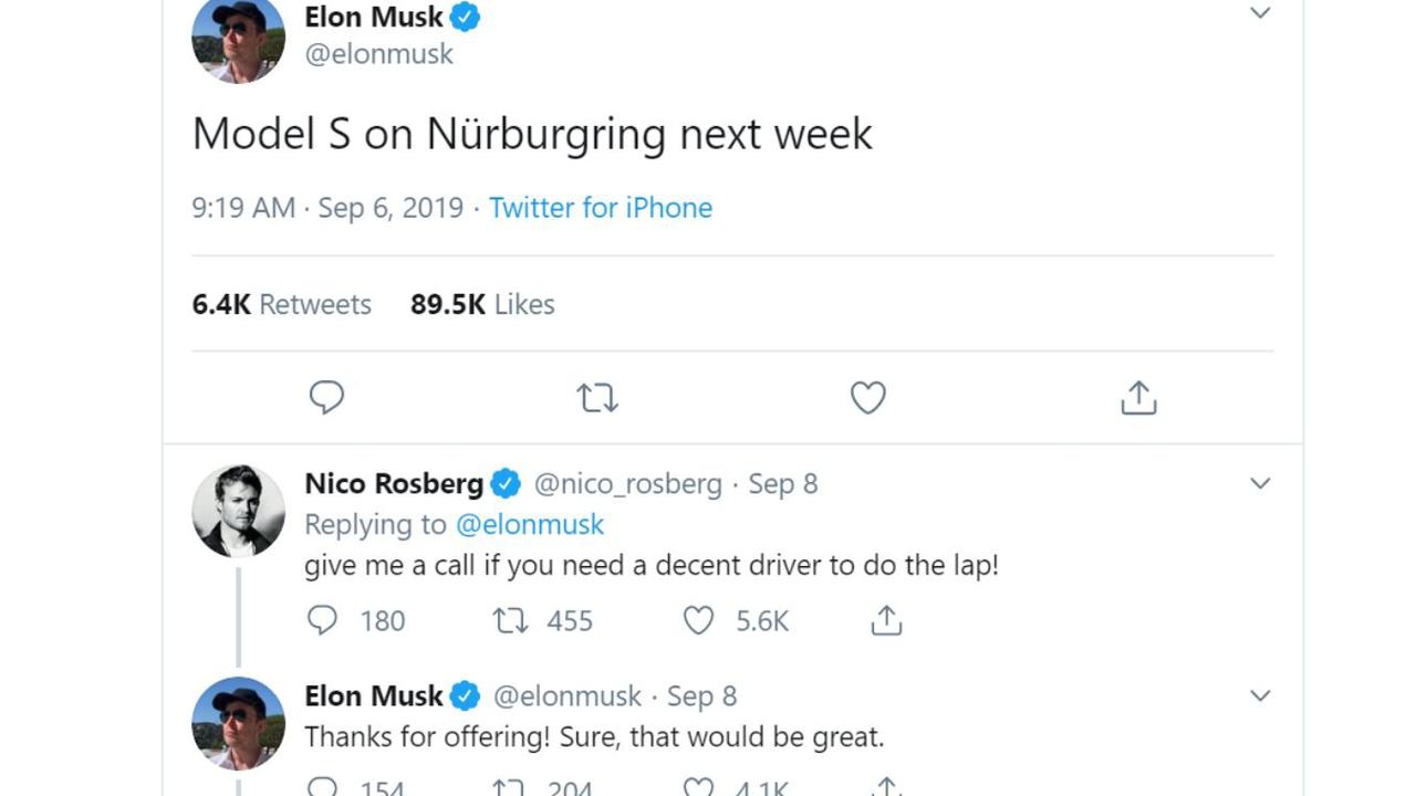 Tesla boss Elon Musk announced plans to tackle the Nurburgring on Twitter.