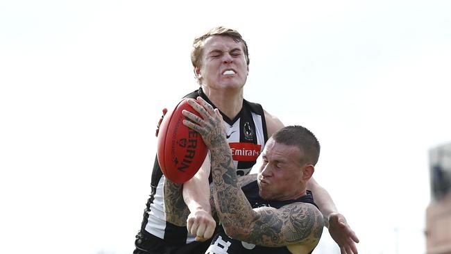 Cobi Maxted in action for Collingwood. Photo: Darrian Traynor/AFL Photos via Getty Images.