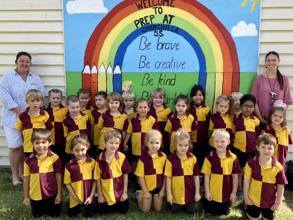 MY FIRST YEAR 2022: Chinchilla State School Prep B students with teachers Mrs Rebecca Barber (left) and Miss Senay Wilson.