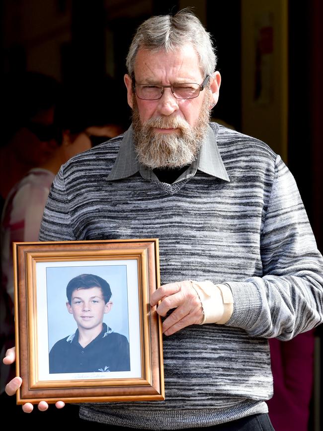 Malcolm Tudhope holds a picture of his son Jackson Tudhope, who was killed in the crash. Photo: Sam Wundke.