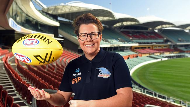 AFLW Adelaide coach Bec Goddard also works for the Australia Federal Police. (Pic: Tom Huntley)