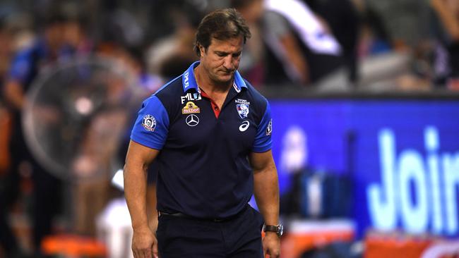 Luke Beveridge is frustrated with his side’s lack of accuracy. Picture: AAP Images 