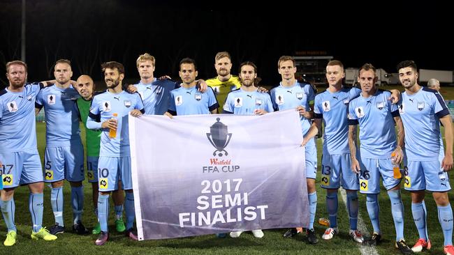 The Sydney FC team after they won their FFA Cup quarter-final against Melbourne City on Wednesday night.