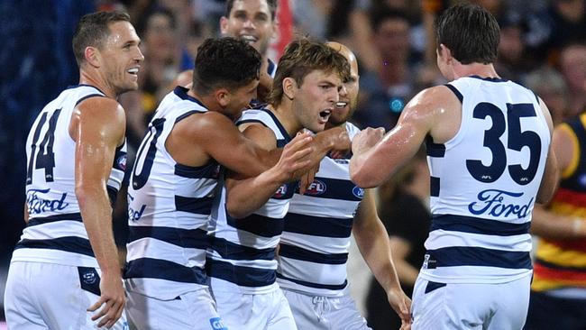 There was plenty of fight from the Cats. Picture: AAP Images 