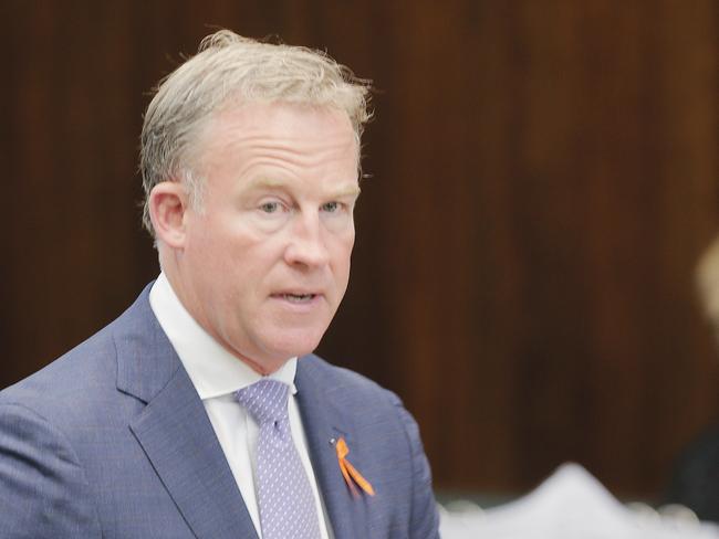 Premier Will Hodgman fielding questions from the opposition about Rene Hidding's sexual assault allegations during question time in the newly reopened Parliament.Picture: MATHEW FARRELL