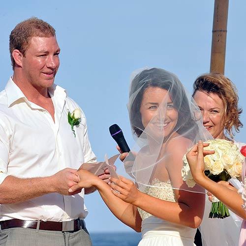 Melbourne Storm and Queensland Rugby League player Michael Crocker and Sally Carne marry on the sands of Sunshine Beach.Warren Lynam/179921.