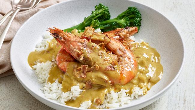 Mrs Liks’ yellow curry sauce with prawns. Picture: Supplied