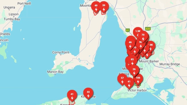 Nearly 13,000 homes and businesses are without power as wild weather lashes SA. Picture: SA Power Networks