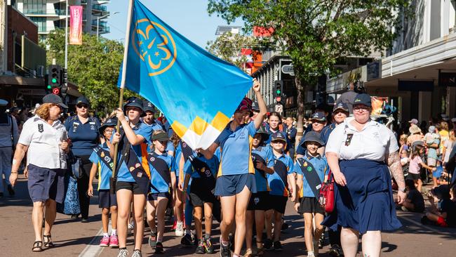 The Anzac Day march through Knuckey Street in Darwin. Picture: Pema Tamang Pakhrin