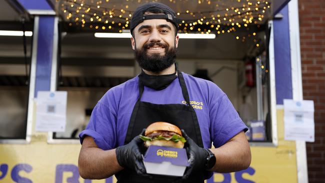 Ali Chebbani from Chebbos Burgers is the ultimate lockdown success story. Now, lockdown is over, and Ali Chebbani is opening up his Roselands food truck once again. Picture: Jonathan Ng