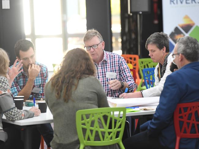 Teams work on ideas at the Future Northern Rivers Think Tank at Southern Cross University Block A.