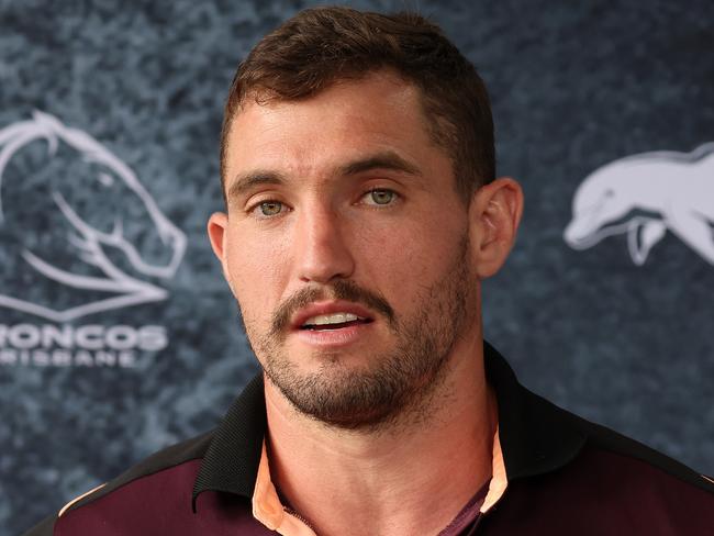 Corey Oates during a news conference at The Battle Luncheon, Brisbane. Picture: Liam Kidston