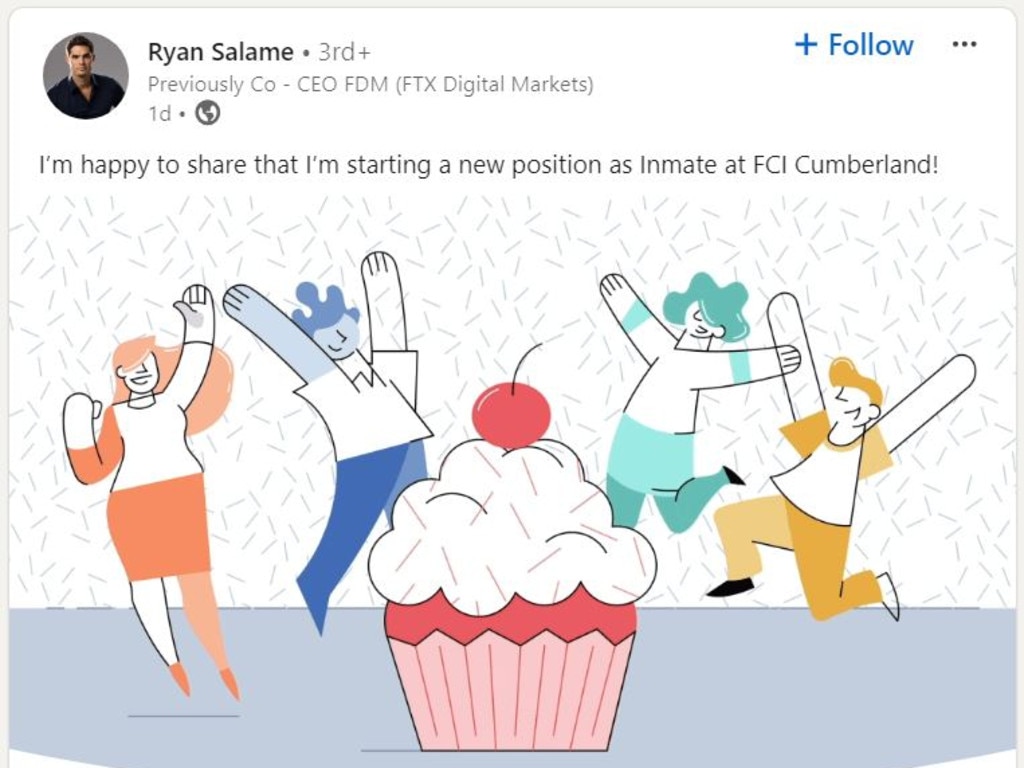 Ryan Salame's update on LinkedIn.