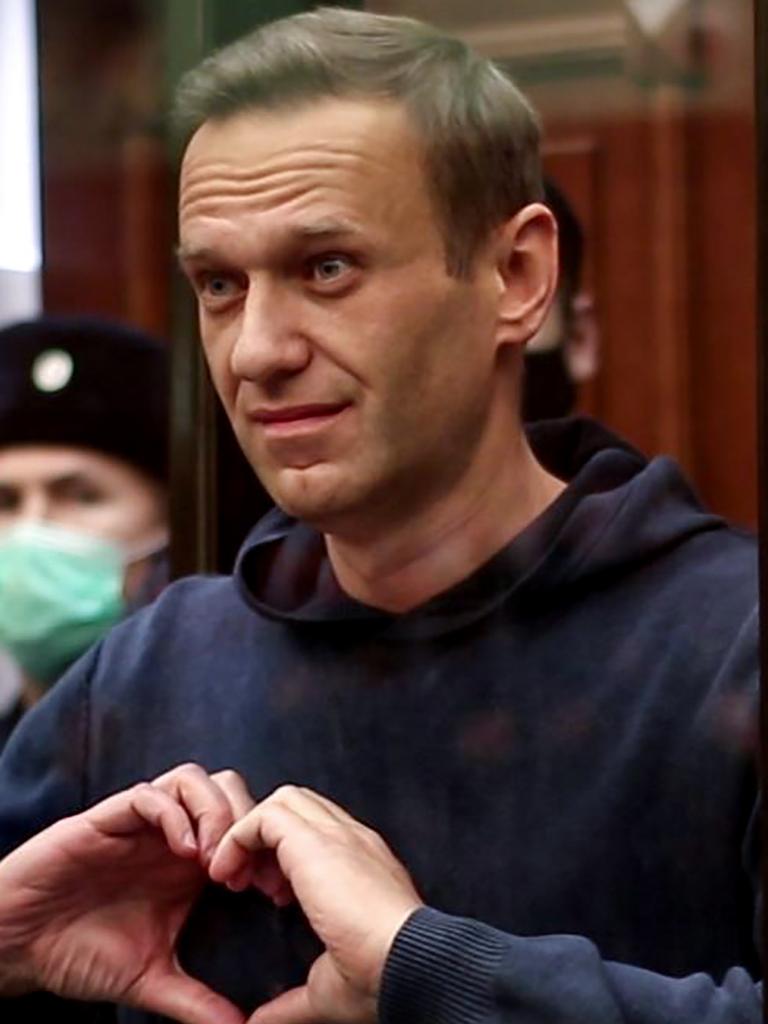 Navalny ‘doesn’t want to show Putin any weakness or indication that he is ready to give up in any way’. Picture: AFP/Moscow City Court Press Service