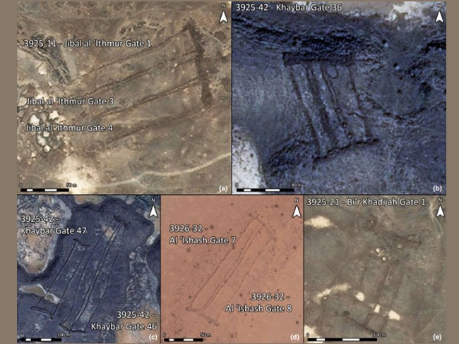 A selection of the 'gates' identified in the Harrat Khaybar region of Saudi Arabia. Pictures: D. Kennedy, Arabian Archaeology and Epigraphy