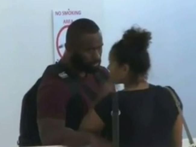 Radradra says goodbye to the mystery woman. Picture: Channel Nine