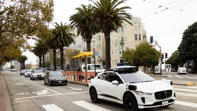 A Waymo autonomous vehicle on Market Street in San Francisco last November. Picture: Jason Henry/AFP