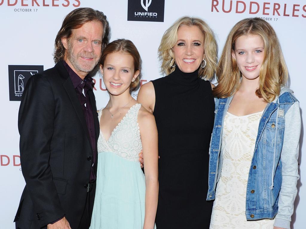 William H. Macy and Felicity Huffman with daughters Georgia and Sofia. Picture: Jon Kopaloff/FilmMagic