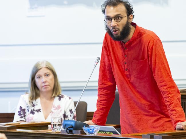 Cr Jonathan Sri at a Brisbane City Council meeting. Picture: Richard Walker