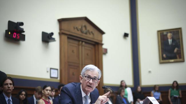 The US may go into a technical recession but it will be mild and not damage the basic fabric of the economy, under Federal Reserve chair Jerome Powell’s watch. Picture: Win McNamee/Getty Images/AFP