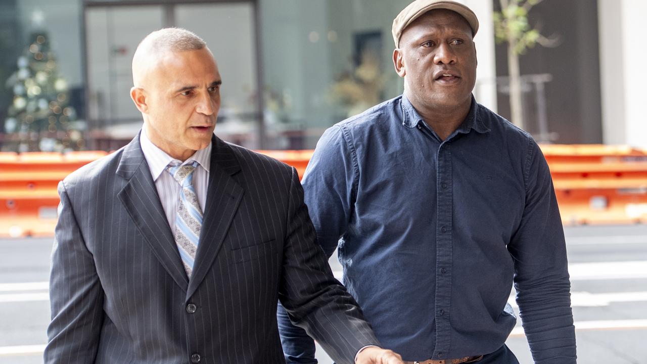 Wendell Sailor (right) has been charged with a string of offences relating to an alleged assault at a Sydney CBD bar. Picture: NewsWire / Jeremy Piper