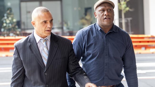 Wendell Sailor (right) has been charged with a string of offences relating to an alleged assault at a Sydney CBD bar. Picture: NewsWire / Jeremy Piper