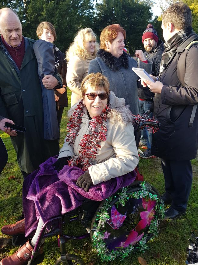 Gemma Clark gave Princess Charlotte her cherished pink flamingo as the Royals headed into their annual Christmas service. Picture: Jacquelin Magnay