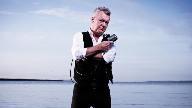 These days, Jimmy Barnes — on the beach near his home in Botany — is healthy and happy. Picture: Sam Ruttyn.