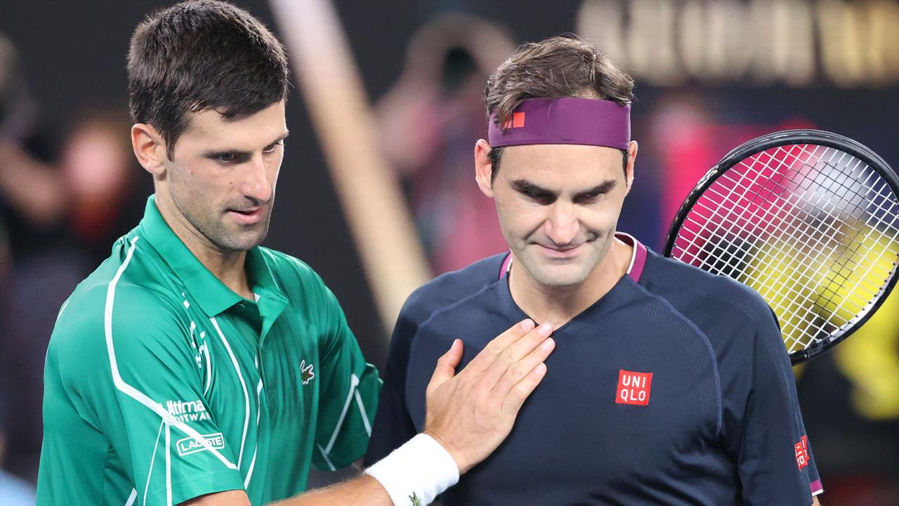 Novak Djokovic and Roger Federer after the Australian Open semi-final.