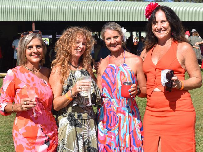 Lynette Richardson, Michelle Murphy, Chanel Vermaak and Terri Thornton at the Yeppoon race day at Keppel Park racecourse on April 26, 2025.