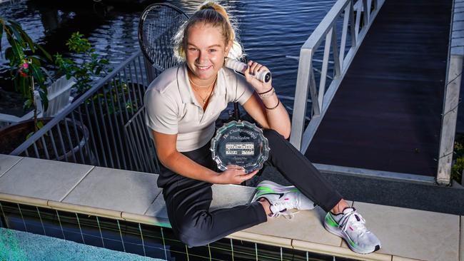 Gold Coast tennis star Emerson Jones returns from Wimbledon. Picture: Nigel Hallett