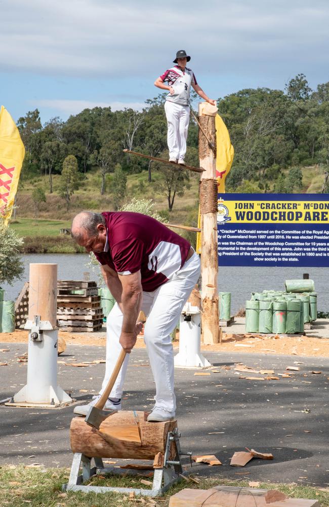 Rodney Dingle competing in the woodchop. Heritage Bank Toowoomba Royal Show.Saturday April 20th, 2024 Picture: Bev Lacey