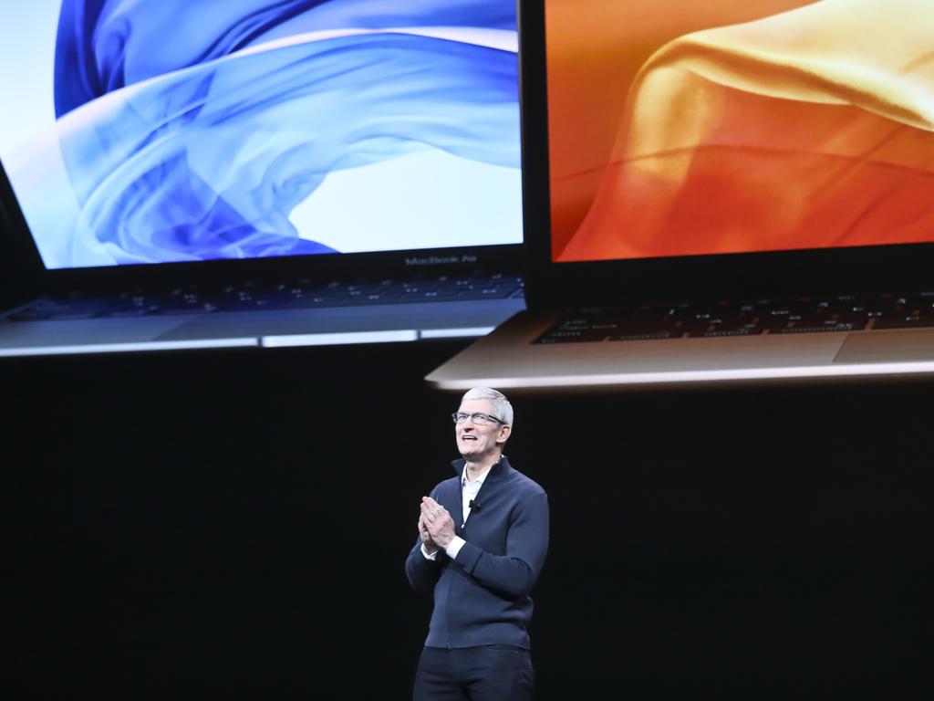 The tech giant also unveiled two new computers in the Brooklyn Academy of Music, including a redesigned MacBook Air notebook. Picture: AP