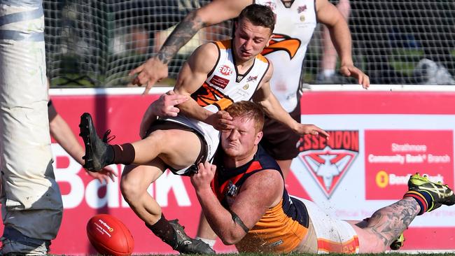 Craigieburn and East Keilor do battle in last year’s Division 1 decider. Picture: Andy Brownbill