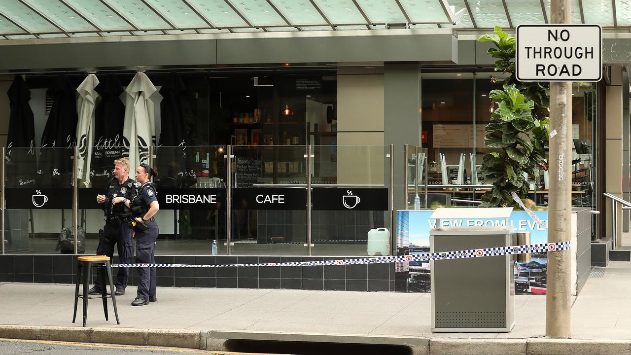 A third crime scene setup by police at the crn of Market and Mary Streets, Police have created a crime scene blocking off Mary Street in front of the Westin hotel, Brisbane. Photographer: Liam Kidston.