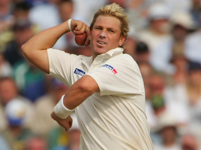 Australia's Shane Warne bowls during the first day of the 3rd Ashes Test match at Old Trafford between  Australia and England at Manchester, England on the 11th of August  2005. (Photo by Philip Brown/Popperfoto via Getty Images/Getty Images)