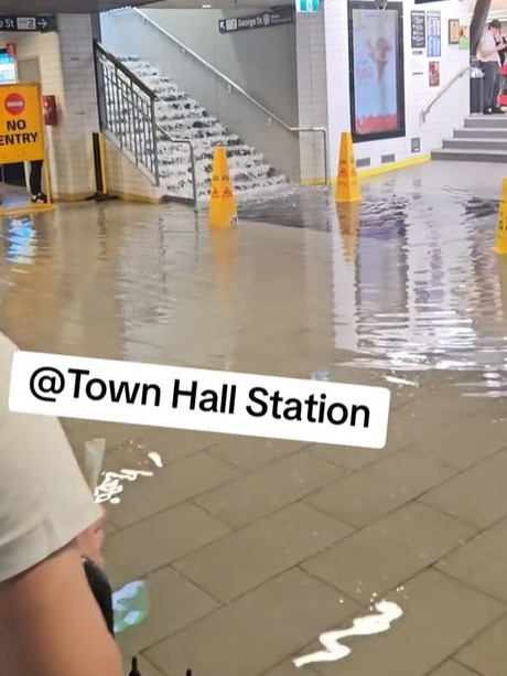 Town Hall Station in the CBD resembled a lake. Picture: luxxe110 via TikTk