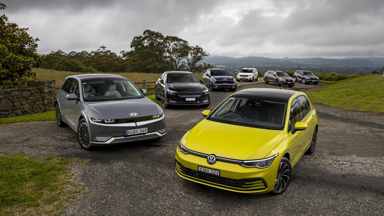 Seven of the best new cars to arrive in 2021 battle it out. Picture: Mark Bean