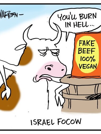 Some people aren’t sold on the “fake meat” products. Cartoon by artist Warren Brown.