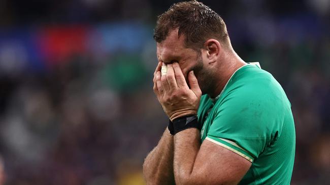 Ireland's lock Tadhg Beirne looks devastated. Photo by Anne-Christine POUJOULAT / AFP.