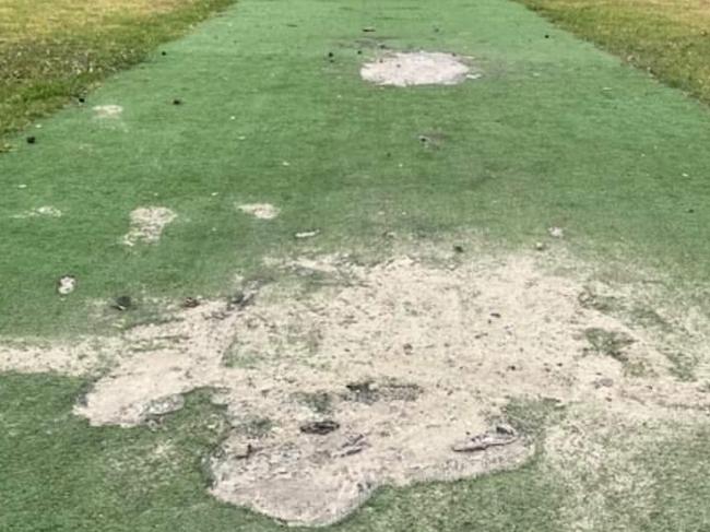 Damage to Cumberland Council cricket pitches and parks after New Yearâs Eve fireworks. Picture: Facebook