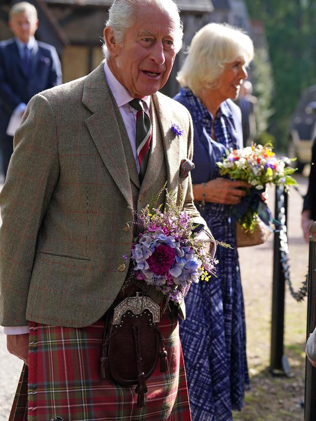 King Charles and Queen Camilla attended a church service to mark the first anniversary of the death of Queen Elizabeth II in Crathie, Aberdeenshire. Picture: Getty Images.