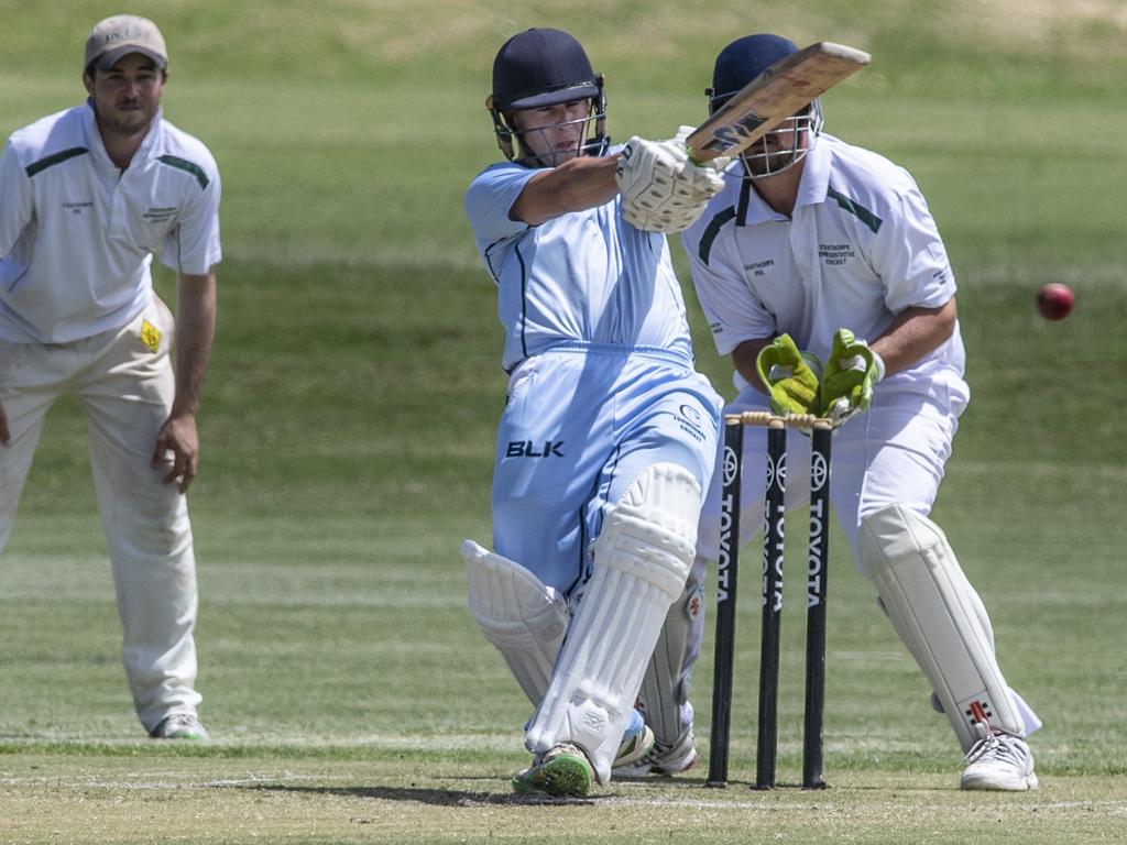 Brandon Walker bats for Toowoomba. Mitchell Shield cricket, Toowoomba Reps vs Stanthorpe. Sunday. 17th Jan 2021